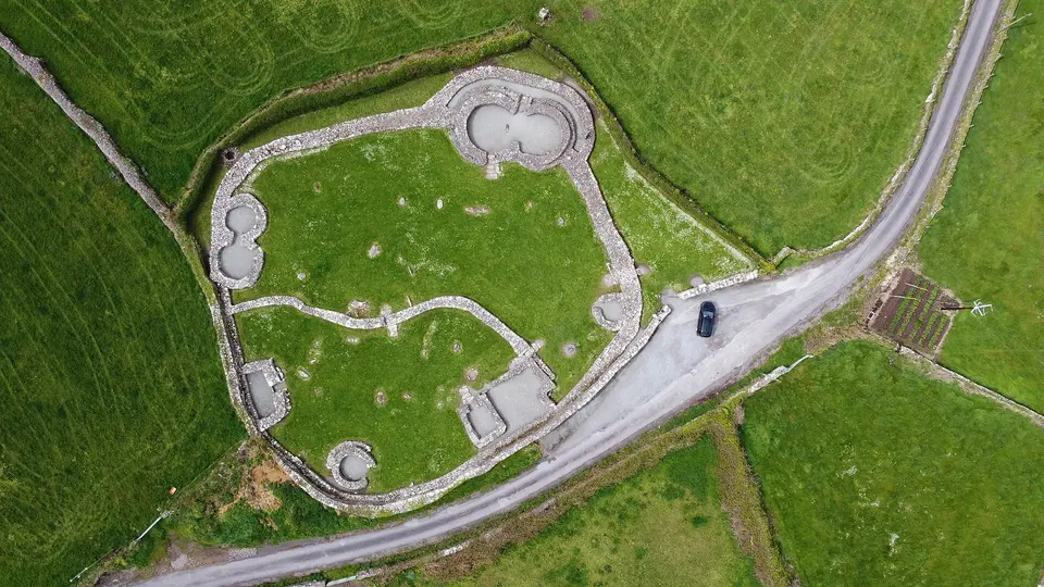 Aerial view of Reask Monastic site, Ireland