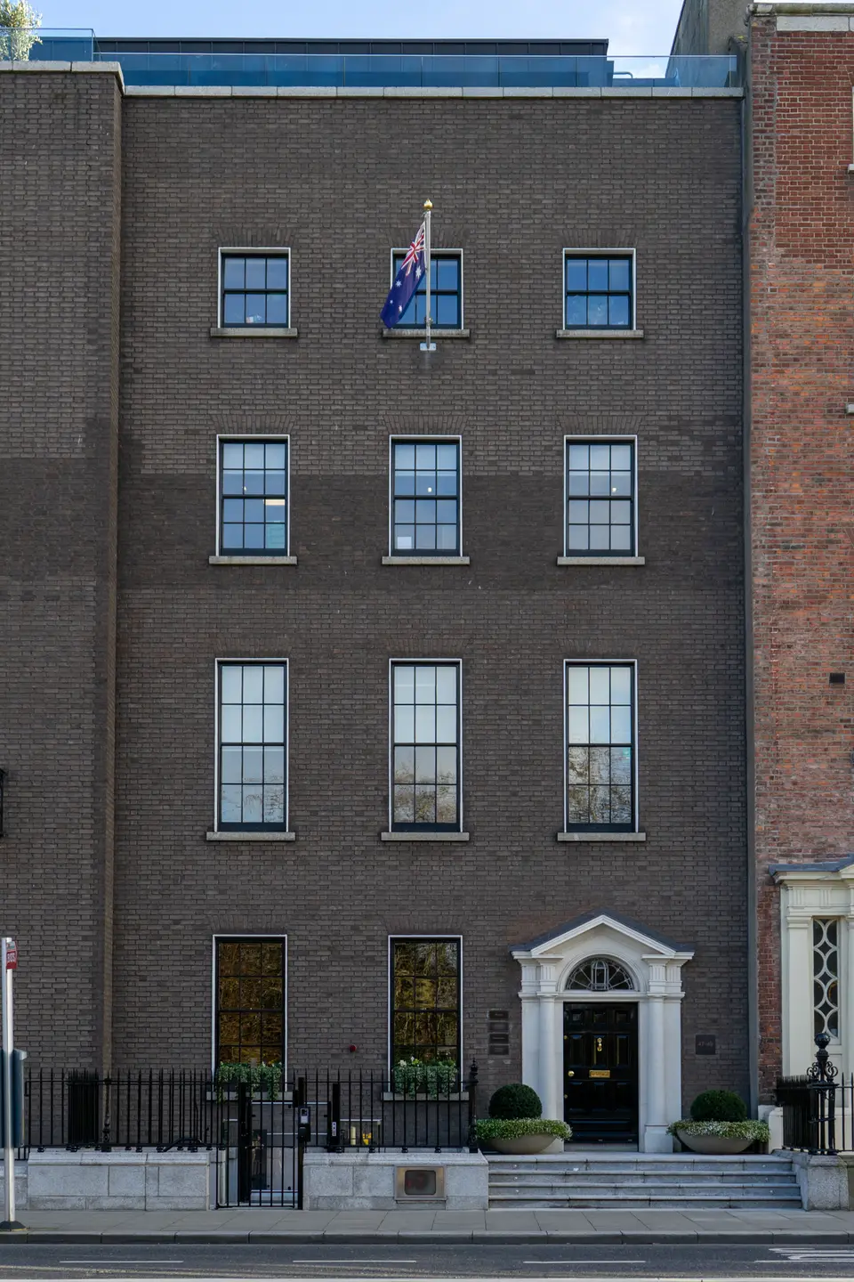 The facade of the Australian Embassy in Dublin, located on St. Stephens Green.