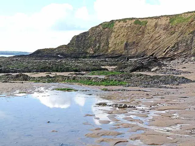 Beach and cliffs at the northern end of Bouley Bay
