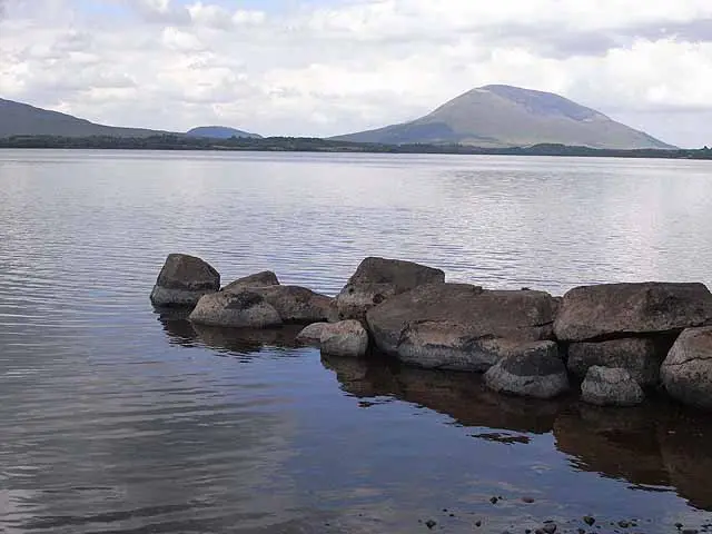 Beltra Lough The imposing peak at the head of the lough is Nephin G1007. The lesser hill to the left is Tristia G0709.
