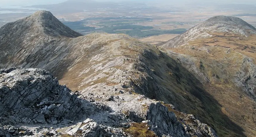 Benlettery (left) and Benglenisky (right) from Bengower, Connemara, Ireland