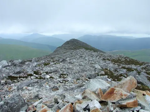 View east to Binn Mhairg from the ridge with Binn Chaonaigh, Maumturks, Ireland