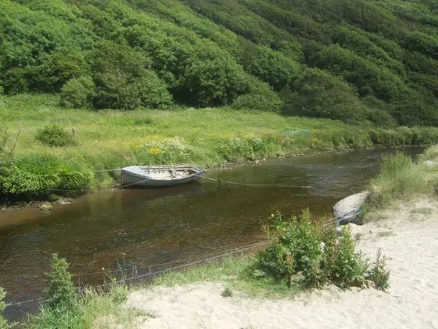 Boats moored in the river at Stradbally Cove