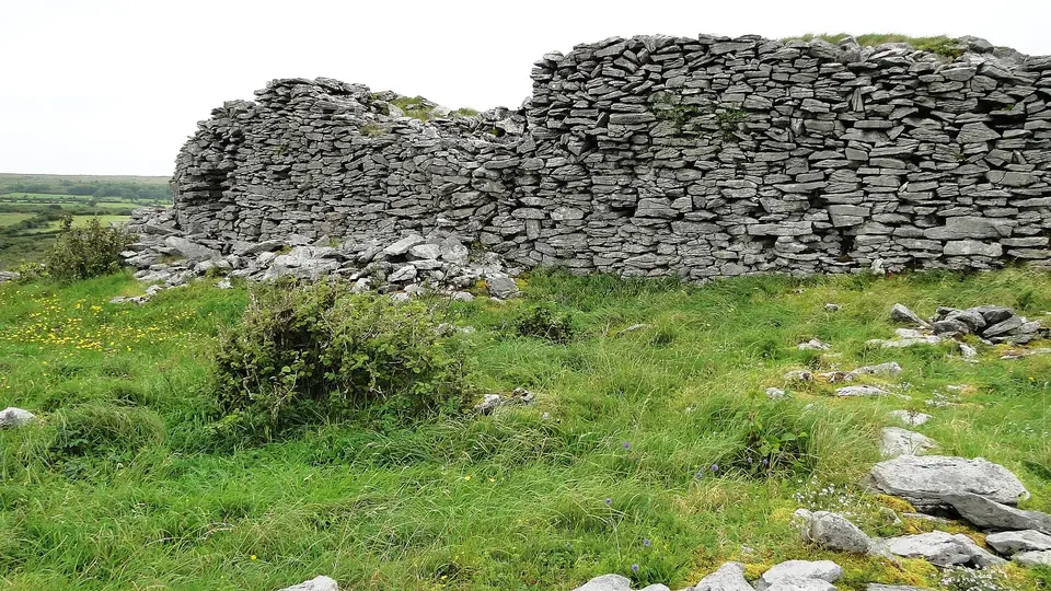 Detail of part of the inner wall of Cahercommaun ringfort, County Clare, Ireland, summer 2016