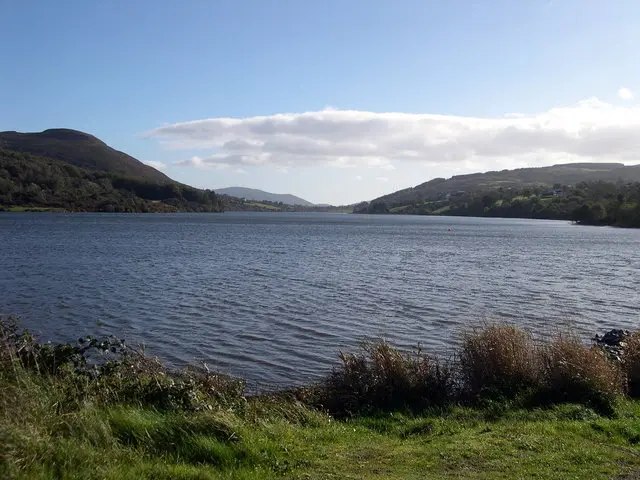 Cam Lough Glacial ribbon lake. The Ring of Gullion ring dyke is offset at this point due to a fault line running through the lake.
