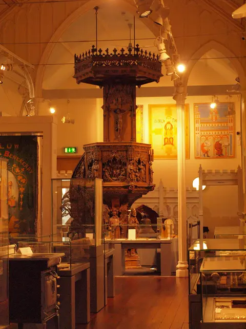 First floor of the Carlow County Museum, showing the pulpit from Carlow Cathedral
