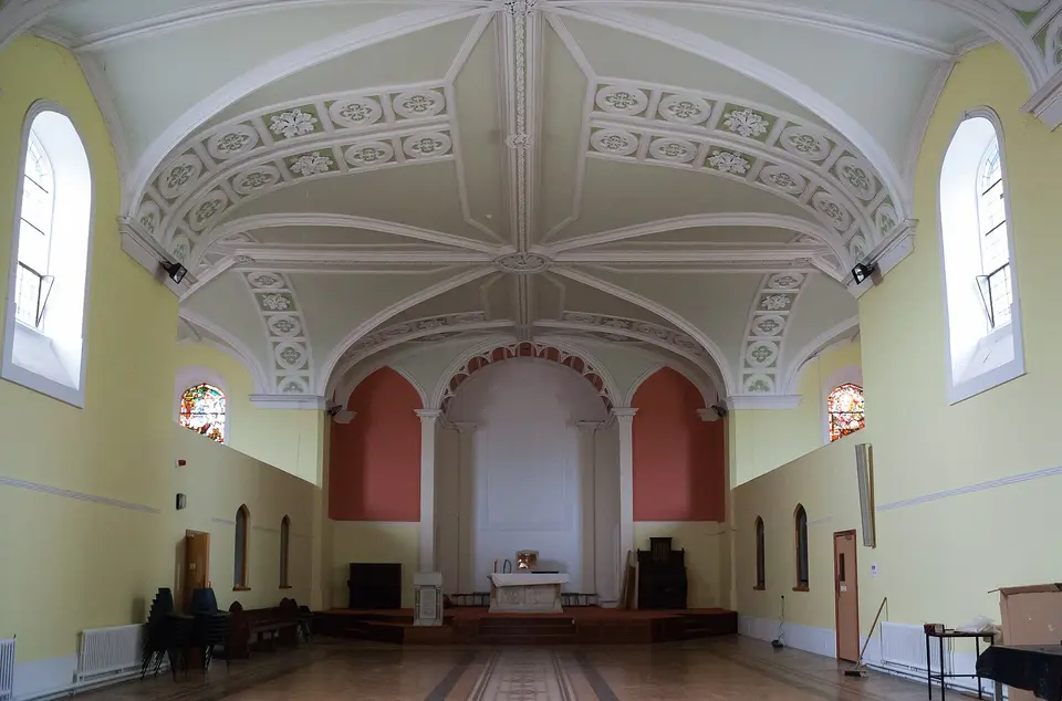 Nave of the church, looking south, during construction works in preparation of the new use as heritage centre and museum of Carrick-on-Suir.