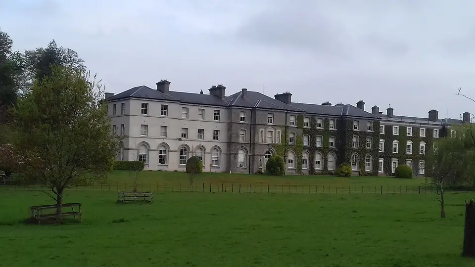 Southern facade of the Vincentian's fee-paying secondary school - Castleknock College. Viewed from the Carpenterstown Road opposite Knockmaroon farm.