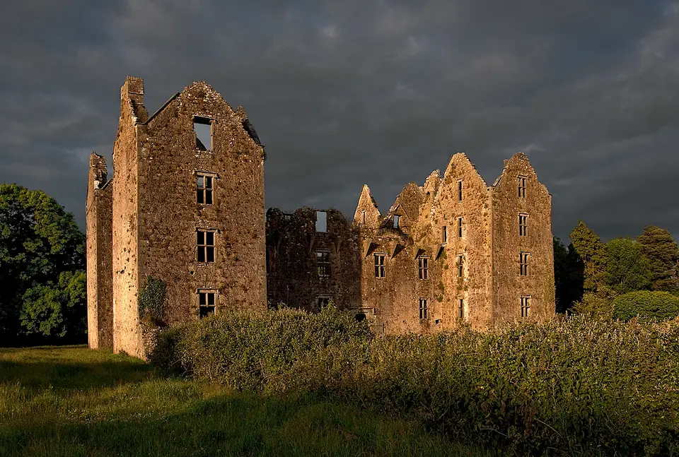Castles of Munster: Burncourt, Tipperary (2) Burncourt lit by the low setting sun.