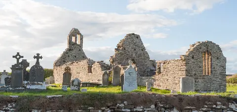 St. Dubhán's Church as seen from the road, looking north-west.