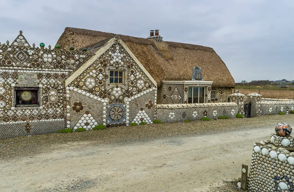 The famous Shell Cottage at Cullenstown Beach designed by Kevin Ffrench.