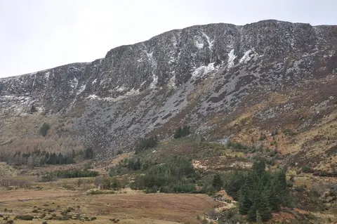 South-facing cliffs of Benleagh, viewed from the Fraughan Rock Glen, Wicklow, Ireland