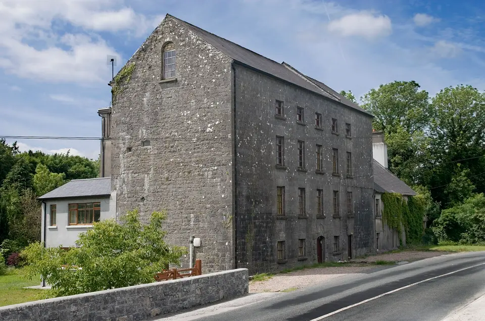 Cregg Mill and Cottage in Corrandulla, County Galway, Ireland. Cregg Mill is a converted watermill with adjoining miller's cottage.