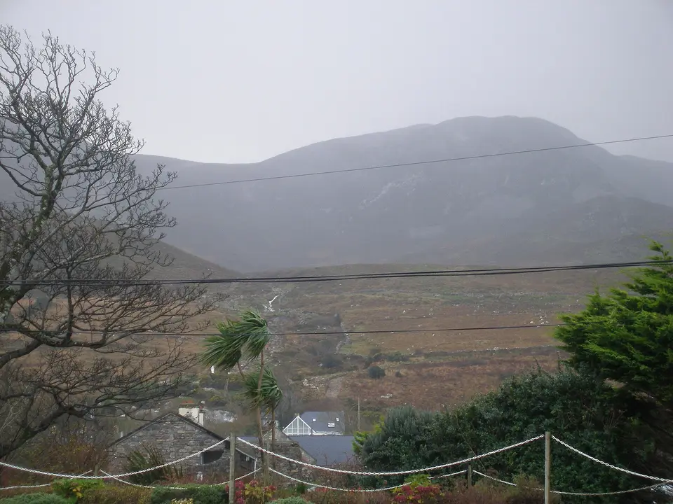 Croagh Patrick, Irelands' Holy Mountain viewed from Clew Bay. December 2007