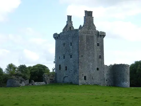 Derryhivenny Castle, built 1643, in County Galway, Ireland