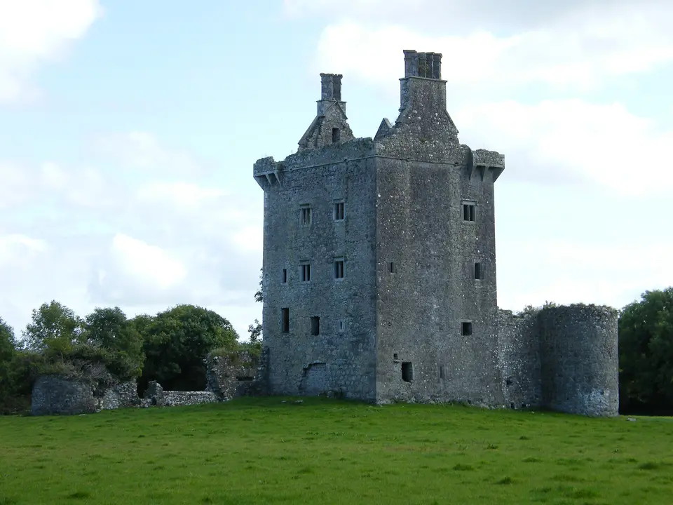 Derryhivenny Castle, built 1643, in County Galway, Ireland