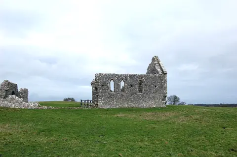 Derrynaflan Church ruin, view northwest.