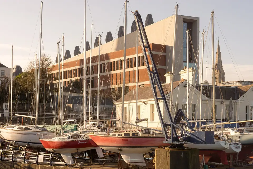 DLR Lexicon in Dún Laoghaire: the north east façade viewed from the East Pier