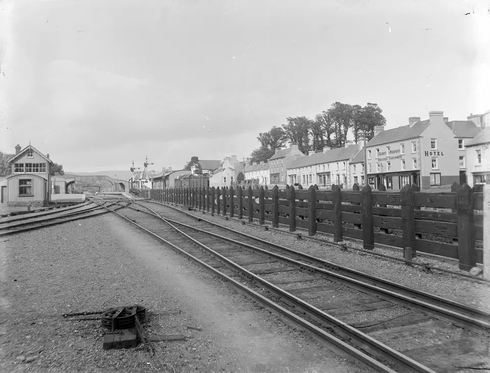 Drimoleague, Co. Cork railway station Main Street with a line running through it!