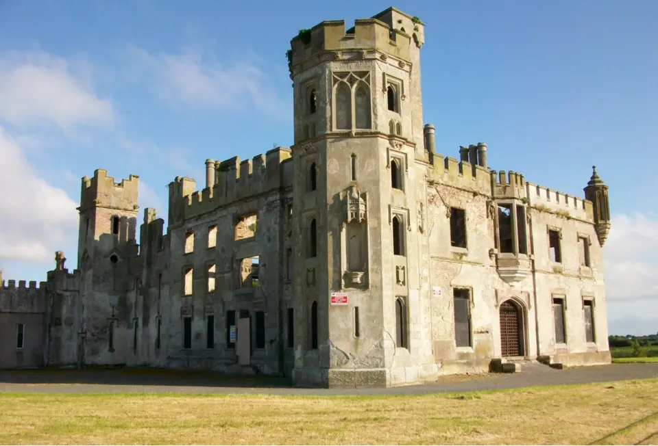 A shot of the front of the ruins of Duckett's Grove, in Carlow, Ireland