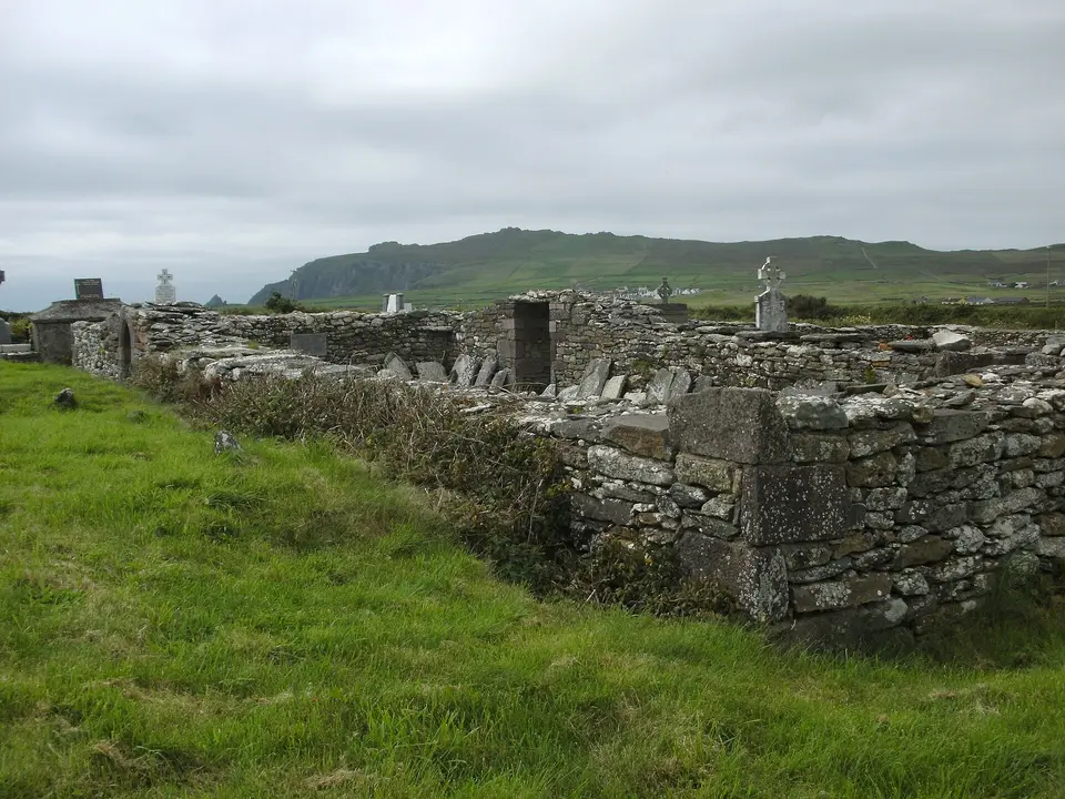 Dun Urlann medieval church ruins near Baile an Fheirtearaigh,(Ballyferriter) in the Gaeltacht (Irish language speaking area) of West Kerry.