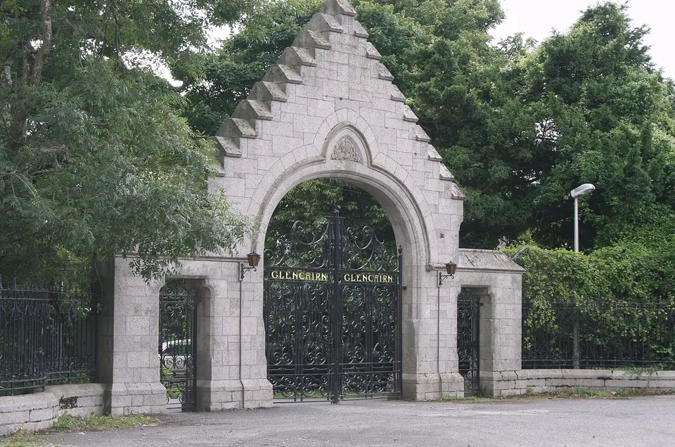 Entrance to Glencairn, the British Ambassador's residence in a suburb of Dublin, Ireland.
