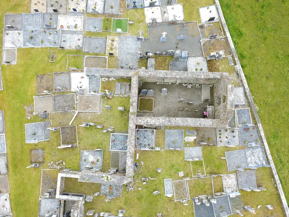 Bird's eye view of Grace's Chapel, north being to the left