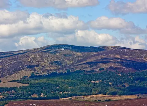 Gravale Mountain, Wicklow, Ireland; Gravale is the tallest at center-left; Carrigvore is to the right