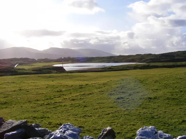 Grazing land Kiltooris Lough can be seen in the distanve.