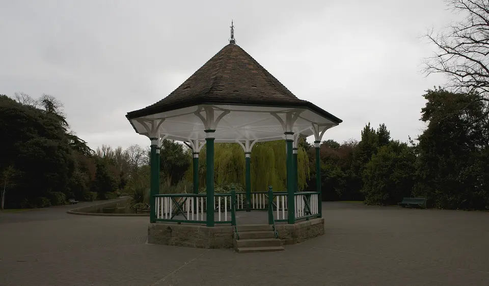 The bandstand and pond in Herbert Park, Ballsbridge, Dublin.