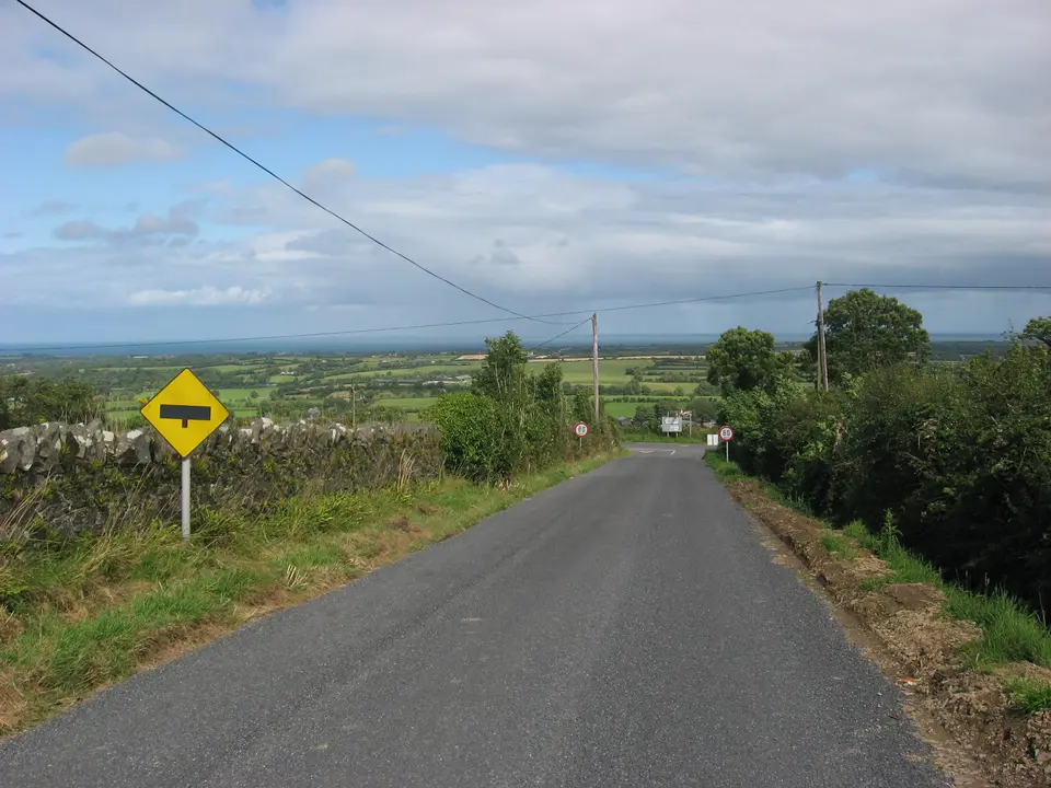 Herbertstown, Co. Meath The road over Fourknocks ridge meets the R108 at a T-junction.