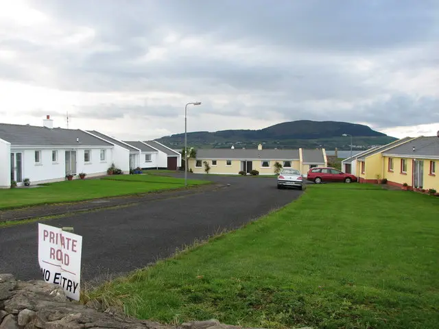 Holiday cottages, Rosses Point Looking across the bay towards Knocknarea mountain.