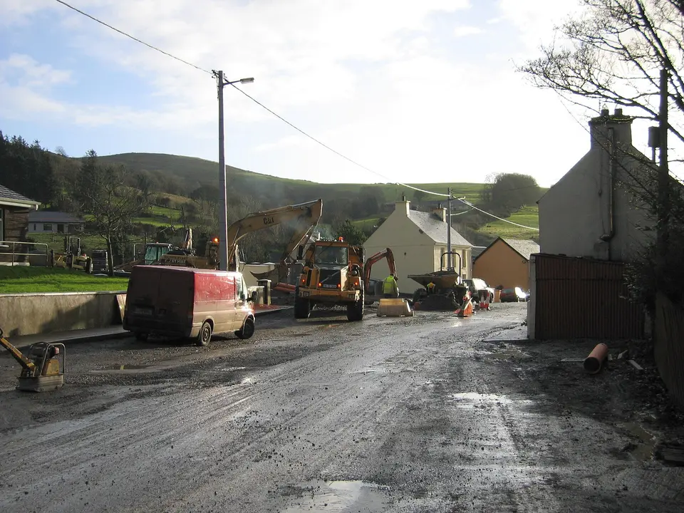Hollyford Village Laying pipes in Hollyford village on the R497