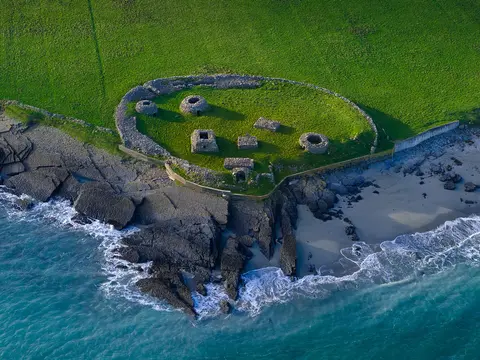 Aerial angle view of the early christian monastic site on Illauntannig