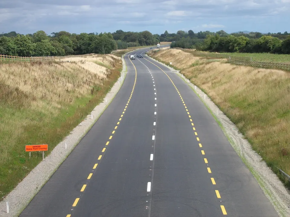 Typical Standard Irish National Primary route single carriageway road. This is the N30 in Wexford, east of Clonroche and looking east.