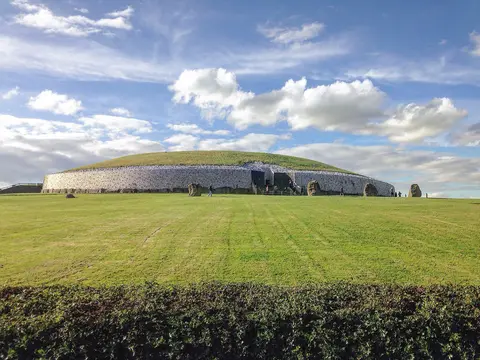 A front view of the Newgrange monument taken from outside the grounds