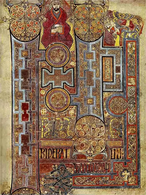 Book of Kells, Folio 292r, Incipit to John. In principio erat verbum.