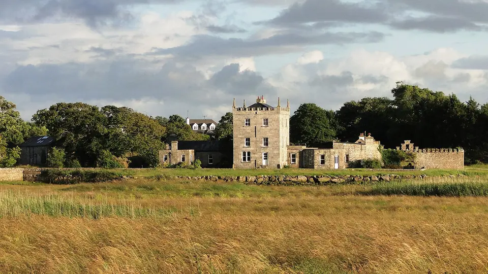 Kilcolgan Castle, Kilcolgan, County Galway, Ireland, viewed across the Kilcolgan River