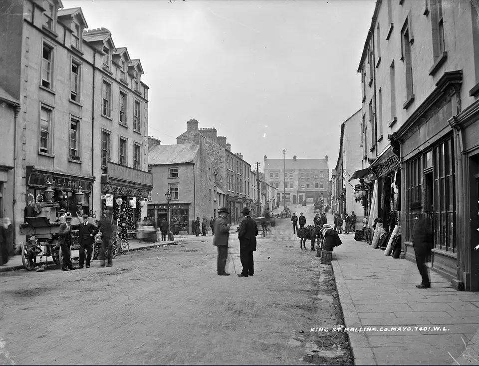 A 19th century photograph of Knox Street in Ballina, County Mayo Ireland