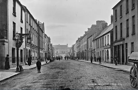 A 19th century photograph of Knox Street in Ballina, County Mayo Ireland