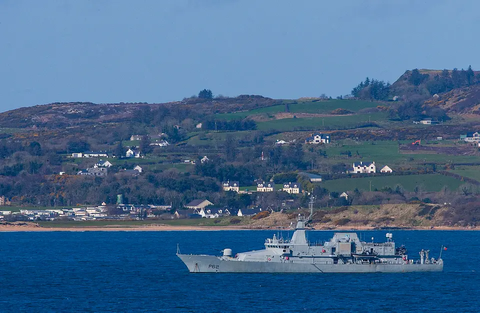 Fort Dunree. L.E. James Joyce P62 achored off Portsalon prior to heading up to Rathmullan pier for an open public day.
