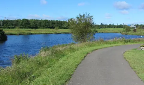 Lake on the Poddle in Tymon Park (E), M50 in background