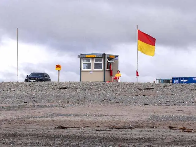 Life's a beach! The lifeguards here on Carrownisky Strand were on duty until late in the afternoon on a rather iffy day. There were very few people around and nobody in the water!
