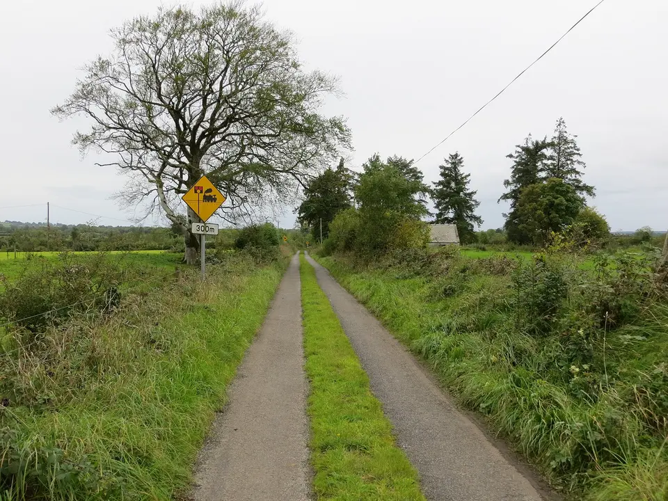 Local road L6535 near Frenchtown approaching railway level crossing