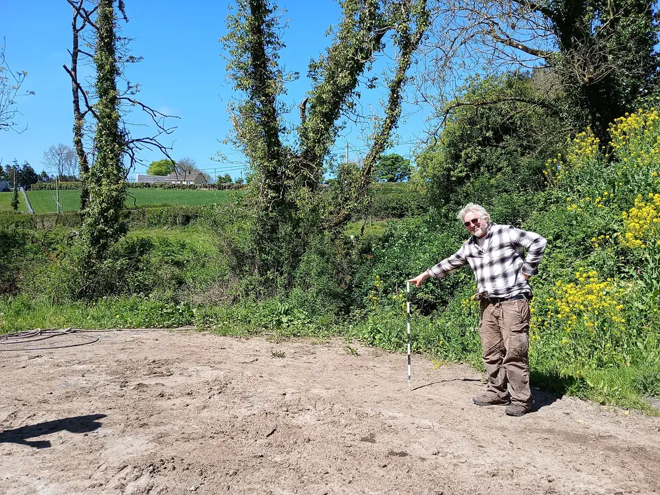 Approximate location of Saint Luke's Well, according to a local man (not pictured) who was working in the yard.