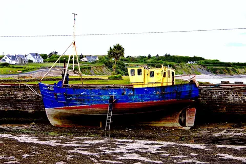 Loop Head Peninsula - Carrigaholt - Harbour - Yellow, Blue & Red Fishing Boat