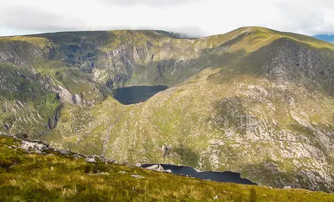 Hanging lake of Lough Erhogh in Mangerton Mountain, Killarney National Park, Ireland