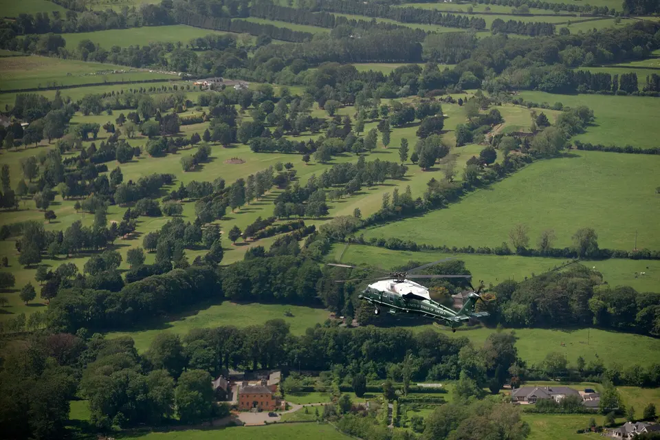 Marine One Flying Over Irish Fields