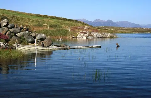 Maumeen Lough and the Twelve Bens This boat has not been used for several years.