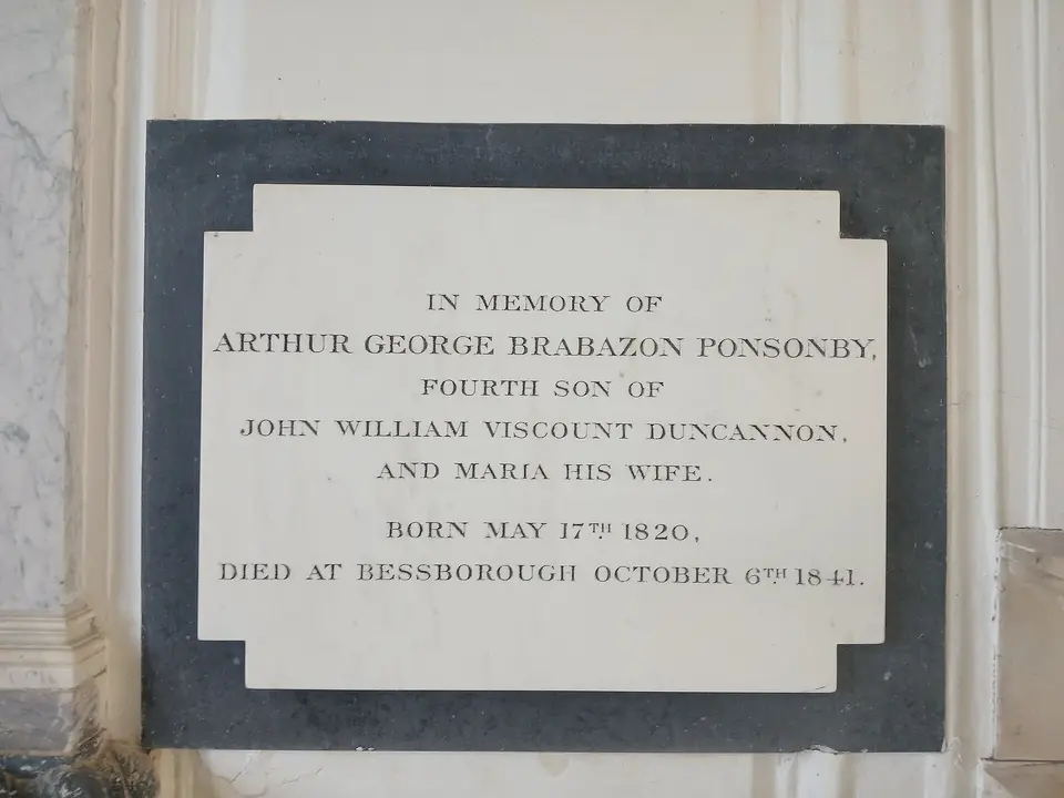 Memorial stone inside Fiddown (church in County Kilkenny, Ireland). Arthur George Brabazon Ponsonby (1820-1841).